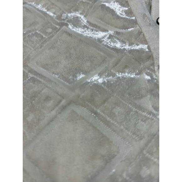 Lucky Brand Cream Velvet Bib Henley Top Geometric Holiday Elegant Sz 3X - Picture 2 of 11